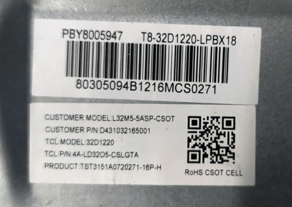 TCL32D05-ZC22AG-17E - 303TC320040E - Xiaomi L32M5-5ASP - Image 4