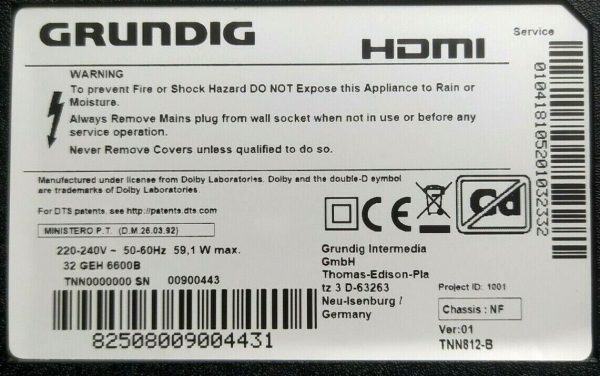 ZNF190R-2 (chassis NF) Display SDL320HY(QD0-F11) Grundig 32GEH6600B - Imagen 4
